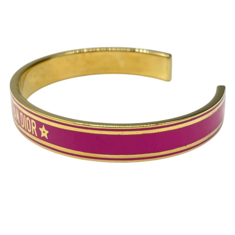 Christian Dior Gold & Blush Pink Metal Cuff Bangle - Exquisite Elegance