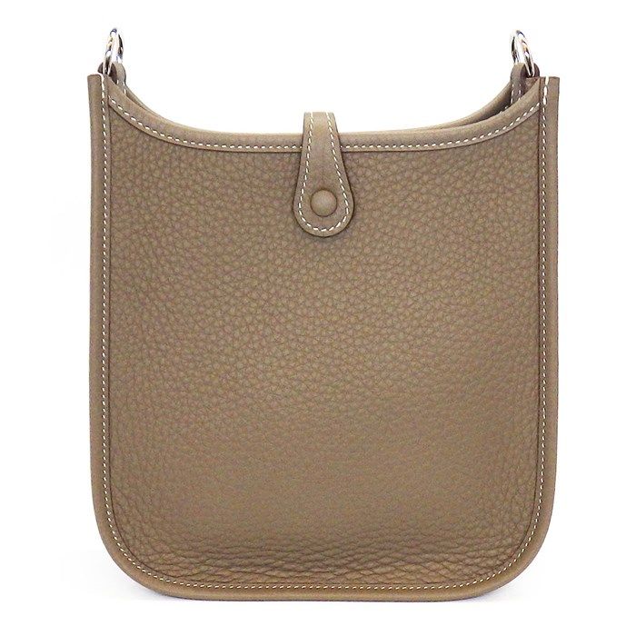 HERMES Evelyne TPM Shoulder Bag in Etoupe & Blue Indigo