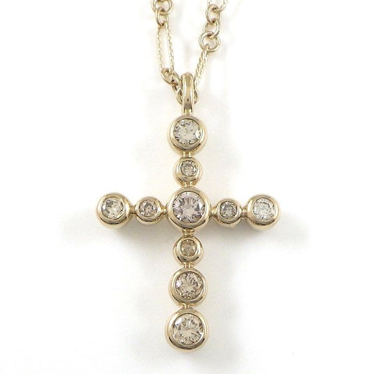 KASHIKEY Cross Motif Necklace with Brown Diamonds in 18K Yellow Gold