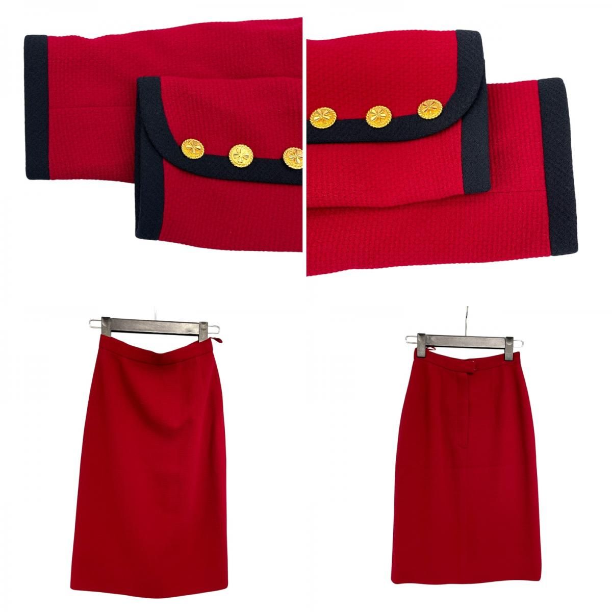 CHANEL Vintage Tweed Set-Up in Red Wool - Timeless Elegance