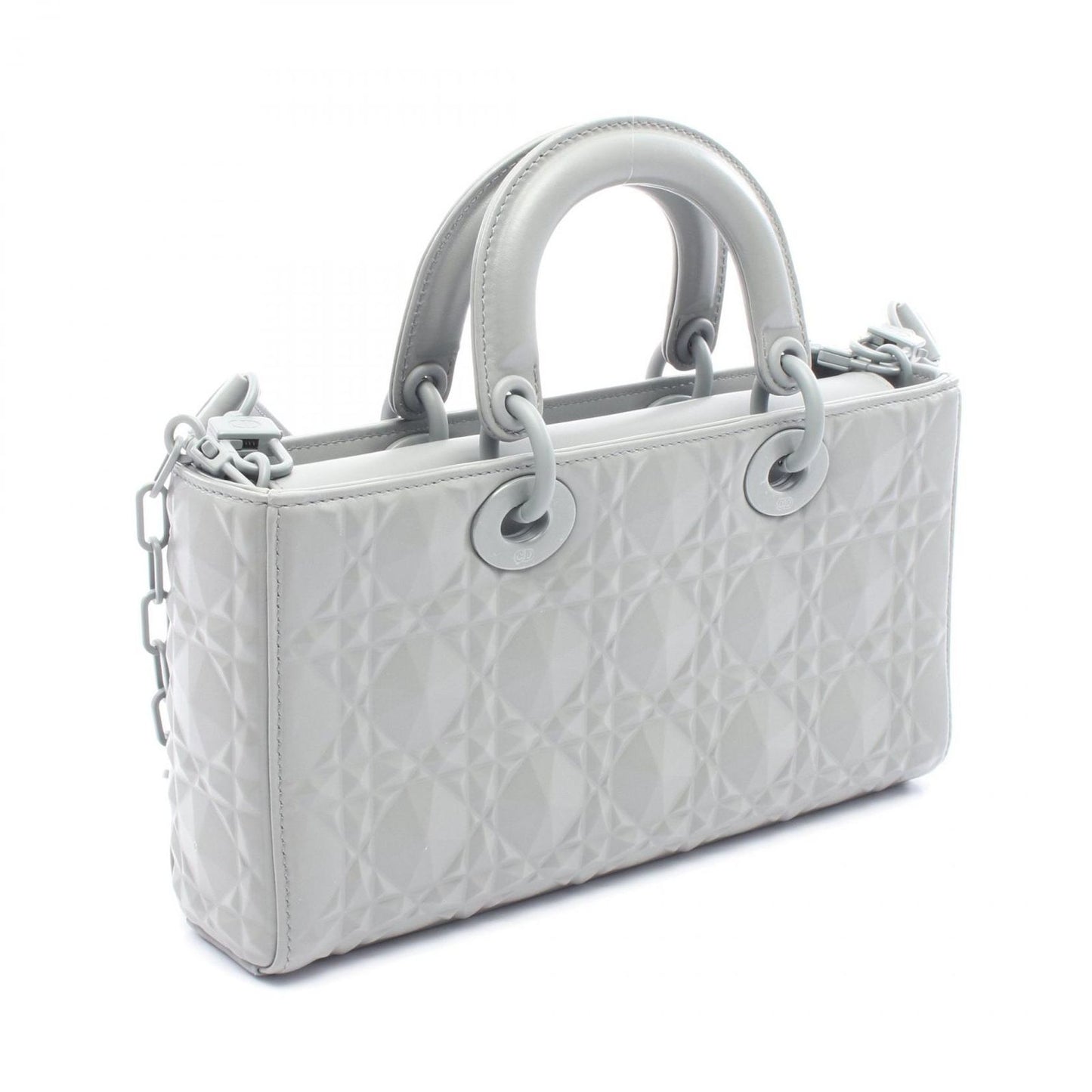 Dior Lady D-Joy Medium Diamond Cannage Handbag in Gray Leather