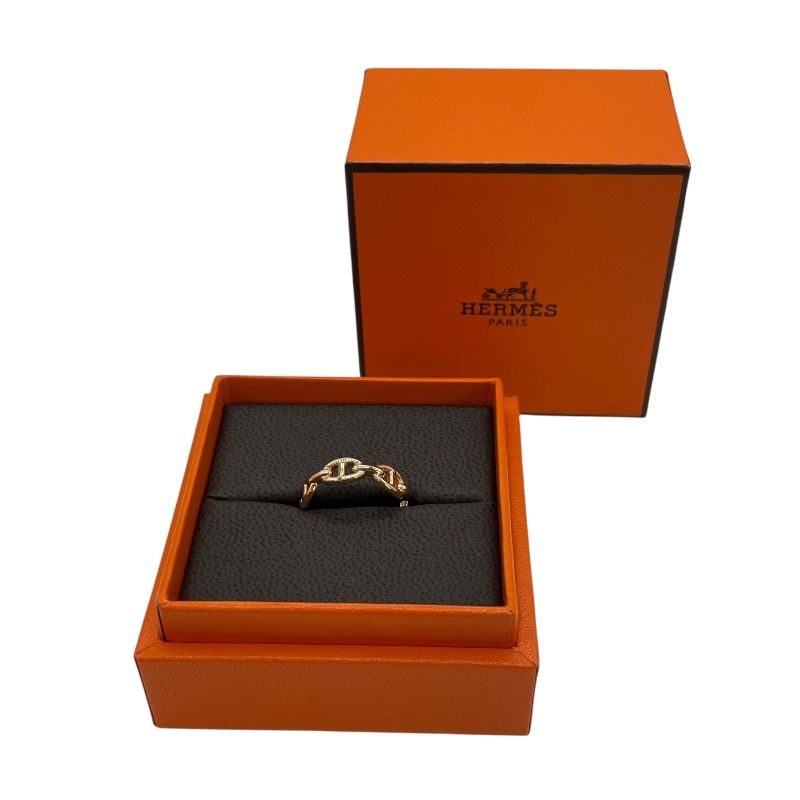 HERMES Chaine d'Ancre Ring in K18 Pink Gold - Size #53