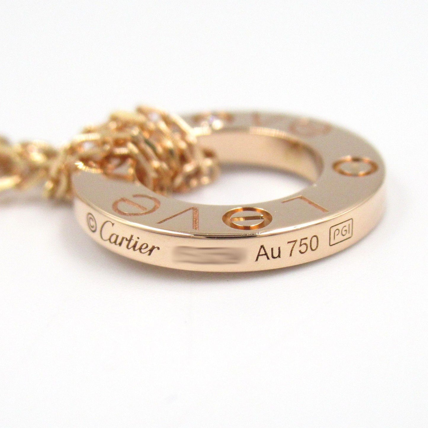CARTIER Love Circle Necklace in K18 Pink Gold with Diamonds