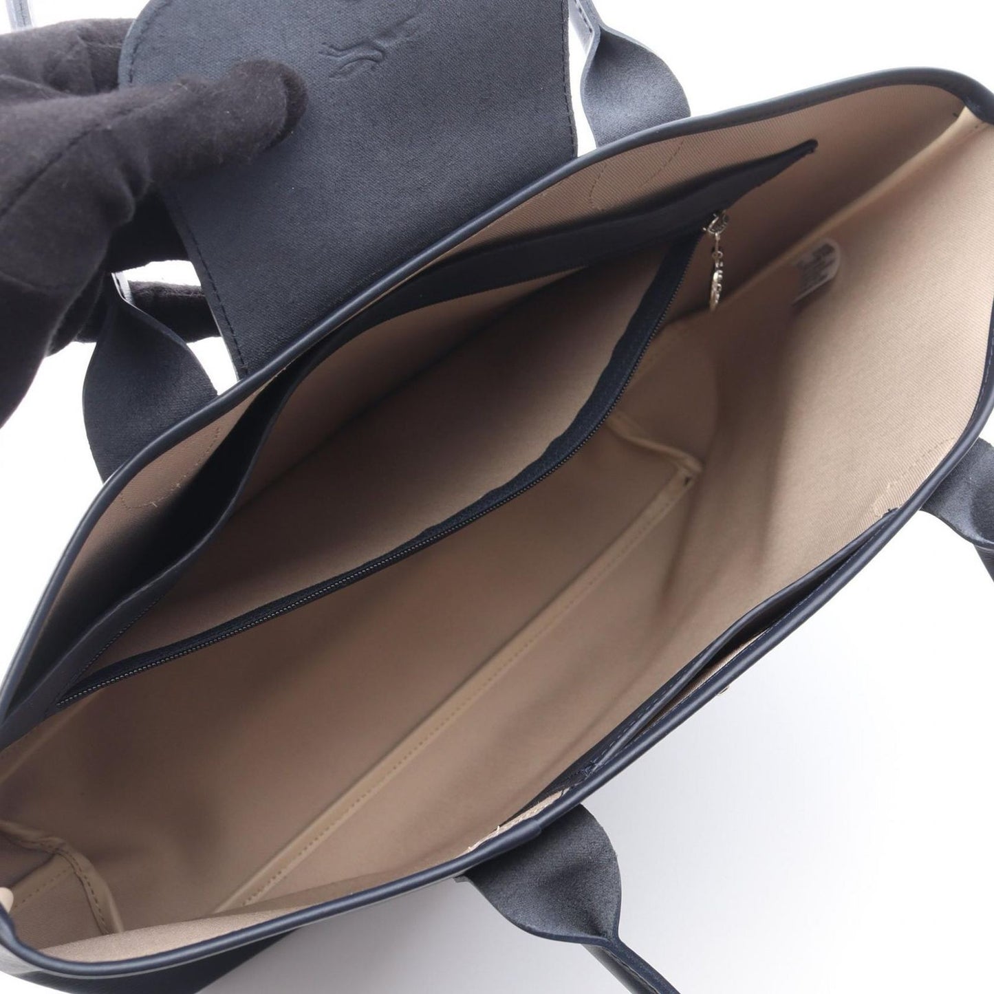 Longchamp Le Pliage City Tote Bag - Navy PVC Canvas & Leather