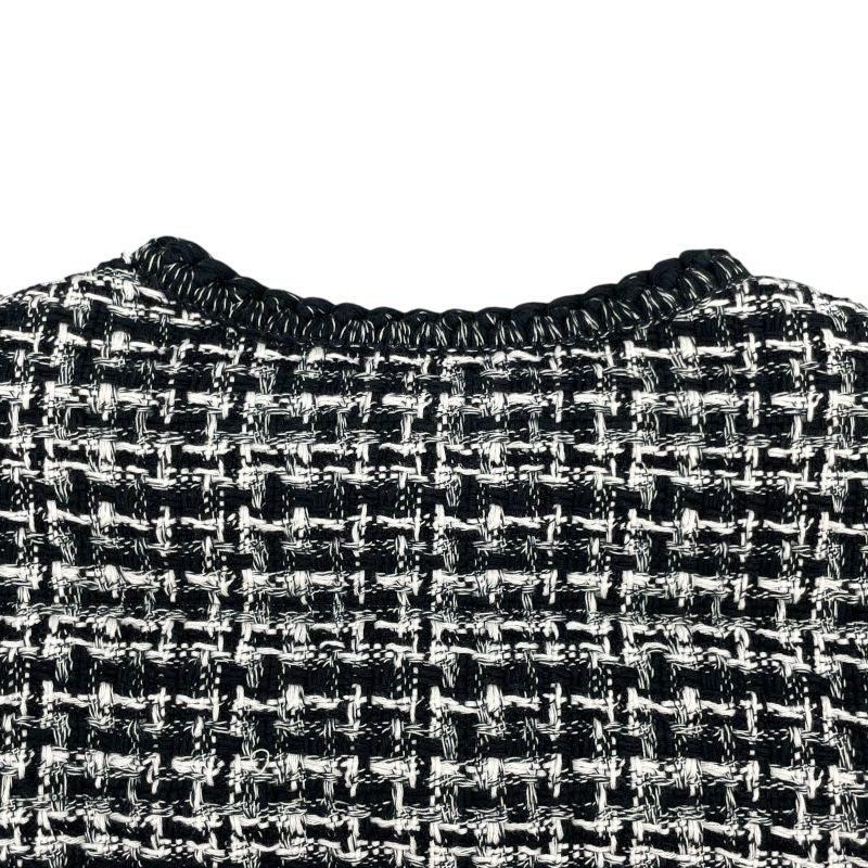 Moncler ELIADI Black Wool No-Collar Tweed Down Jacket for Women