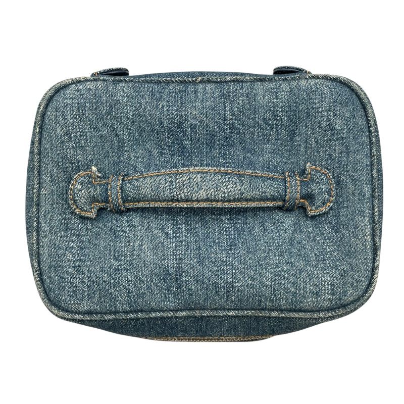 CHANEL Vanity A01618 Blue Denim Handbag with Gold Hardware