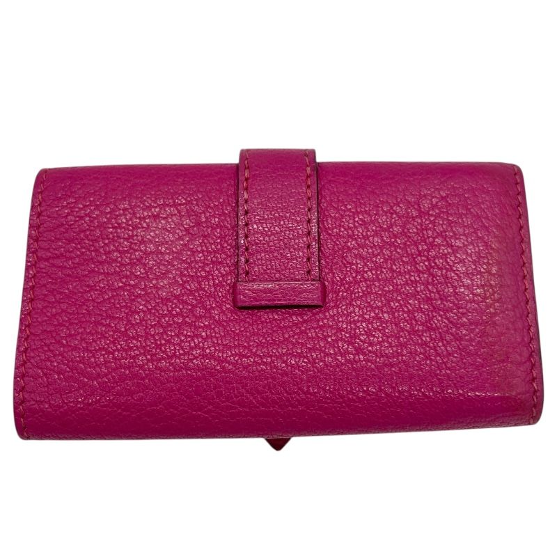 HERMES Béarn Key Case in Fuchsia Pink with Silver Hardware