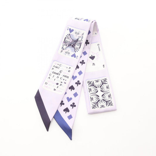 HERMES Jeu de Cartes Twilly Scarf in Purple Silk - Exquisite Elegance