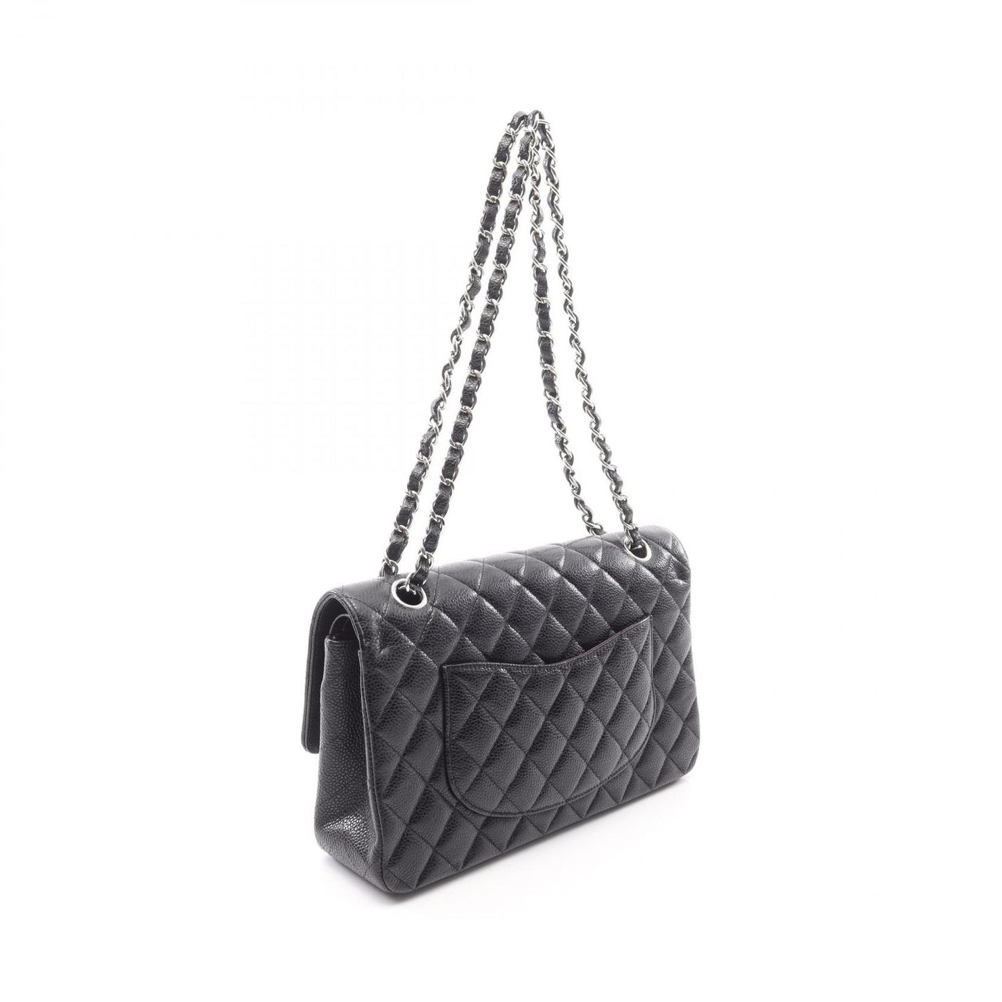 CHANEL Matelassé Double Flap Shoulder Bag - Black Leather
