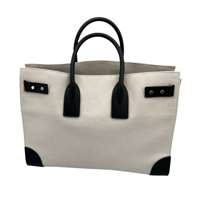 SAINT LAURENT Large Sac De Jour Tote in Natural/Black Canvas