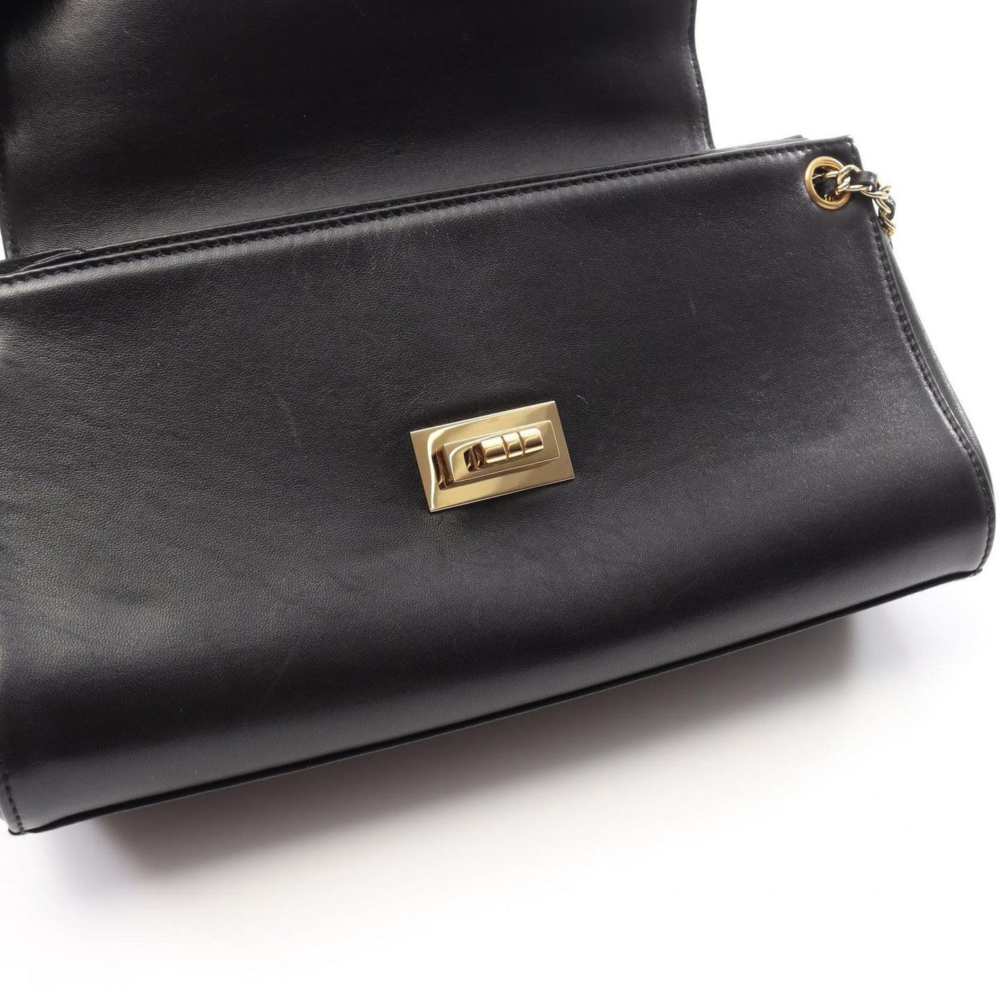 CHANEL 2.55 Chocolate Bar Shoulder Bag in Black Lambskin