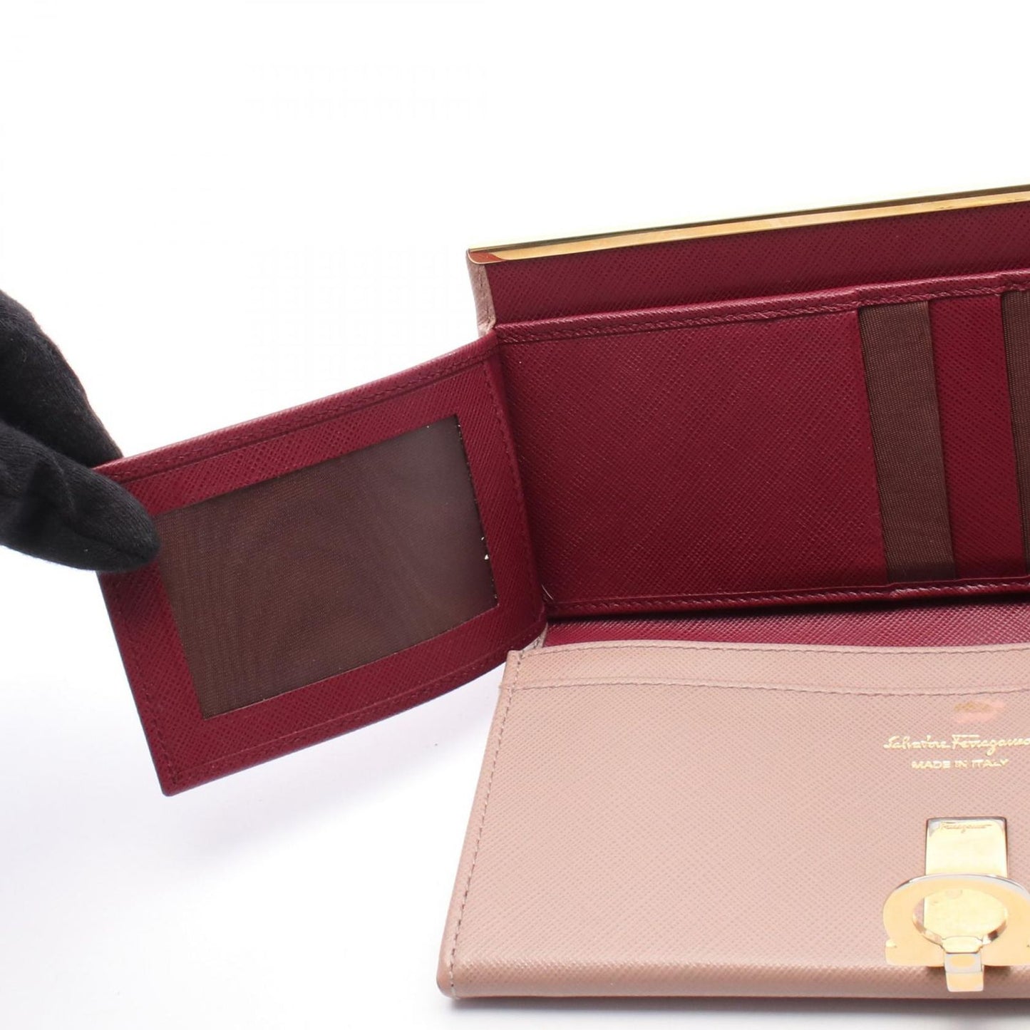 Salvatore Ferragamo Gancini Pink Leather Long Wallet