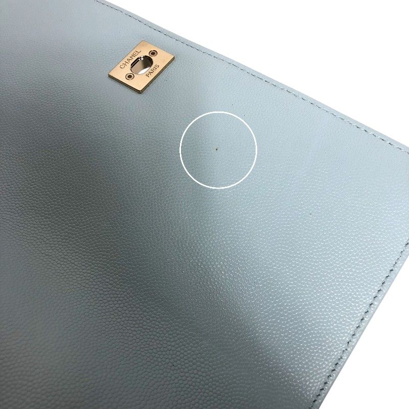 CHANEL Coco Handle 29 Light Blue Caviar Leather Handbag