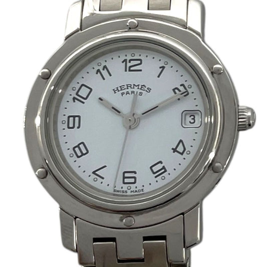 HERMES Clipper CL4.210 White SS Ladies Watch - Timeless Elegance