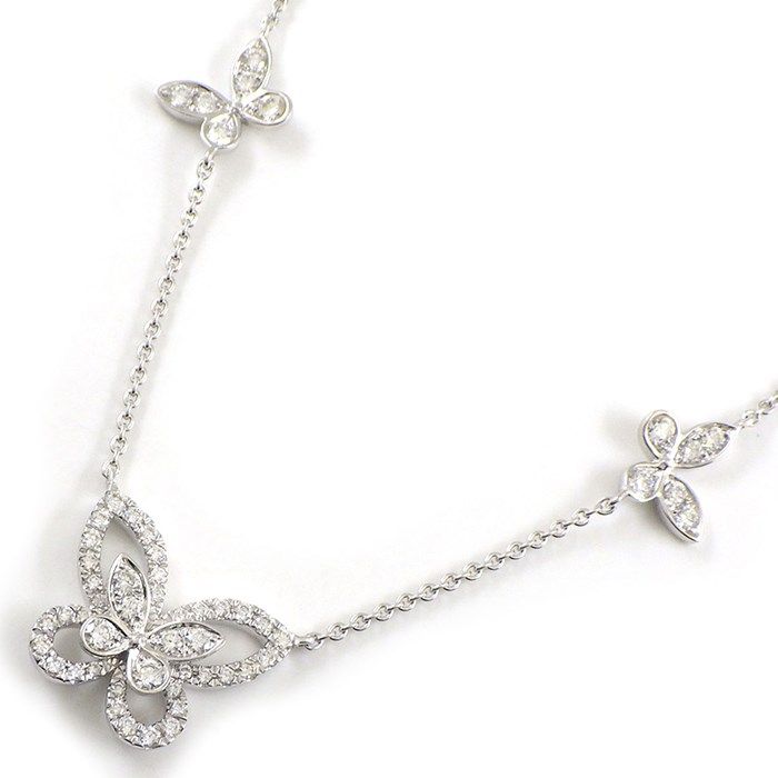 Graff Multi Butterfly Silhouette Necklace in K18WG with Diamonds