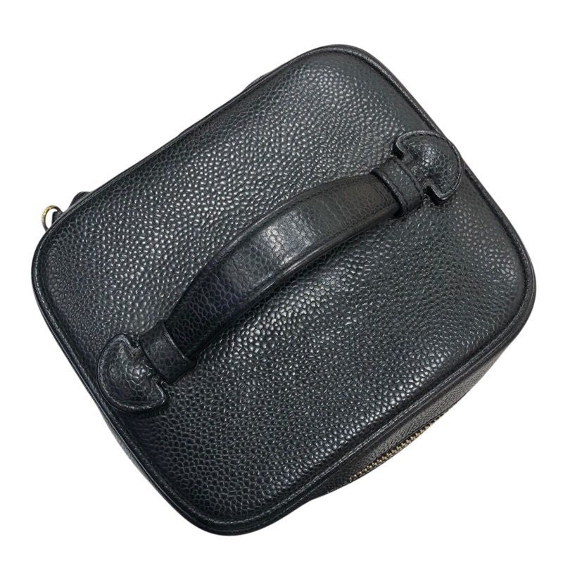 CHANEL Vanity A01998 Black Caviar Skin Handbag with Gold Hardware