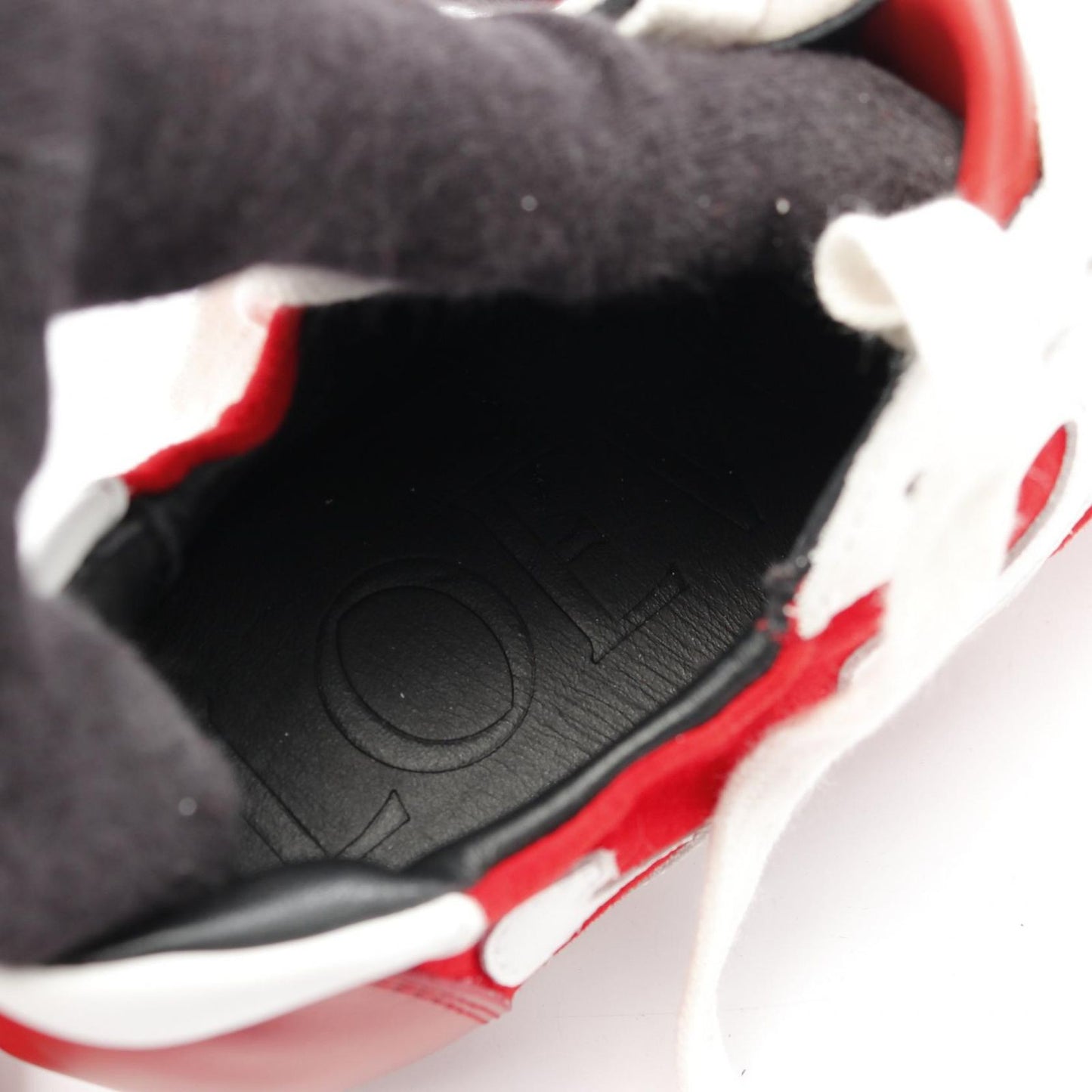 LOEWE Anagram Ballet Runner Sneakers in Red & White Leather