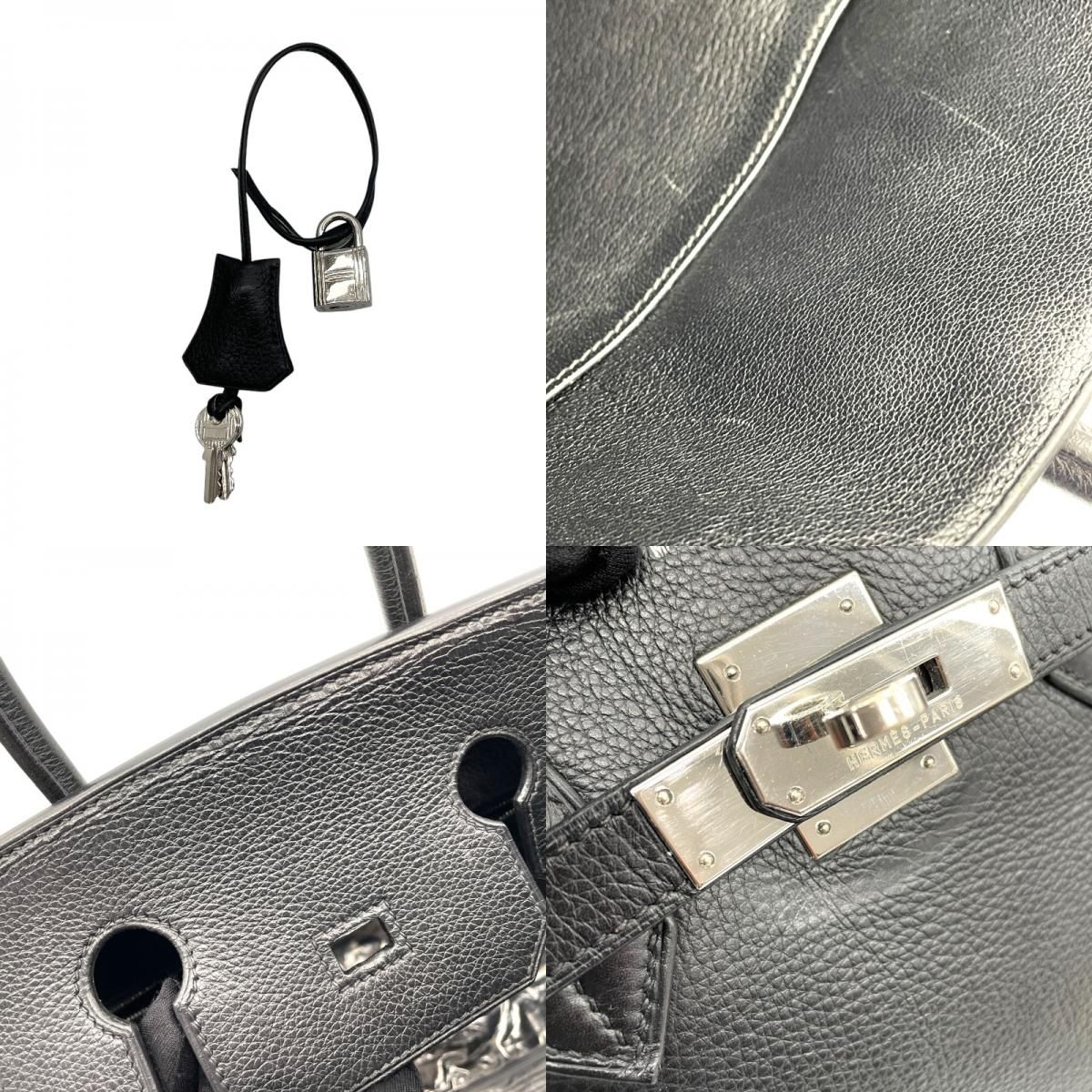 HERMES Birkin 35 Black Togo Leather Handbag with Silver Hardware