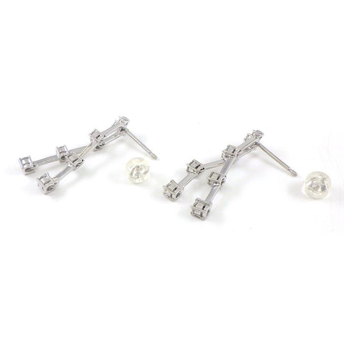 Heart Motif Diamond Drop Earrings in K18 White Gold - 0.93ct