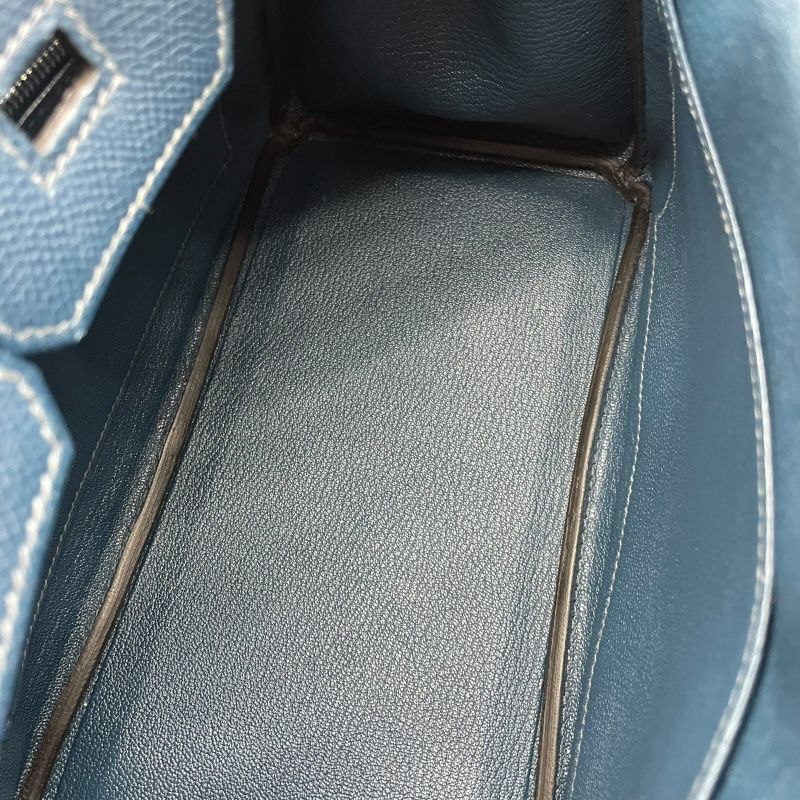 HERMES Birkin 25 Tricolor Blue de Prusse with Silver Hardware