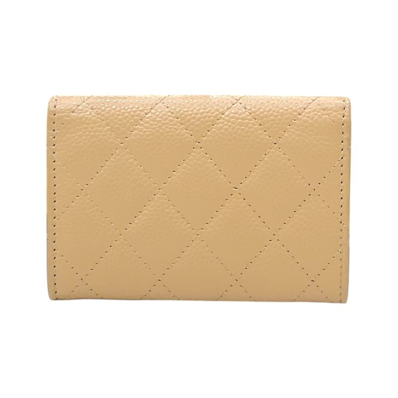 CHANEL Matelassé Flap Card Case AP0214 - Beige Caviar Leather
