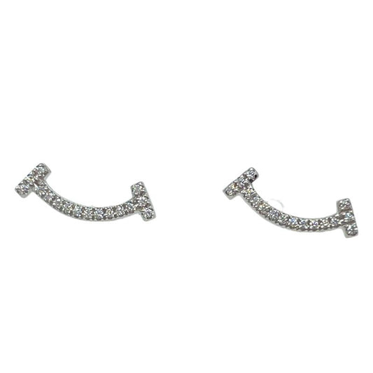 Tiffany & Co. T Smile Diamond Earrings in 750WG - Exquisite Elegance