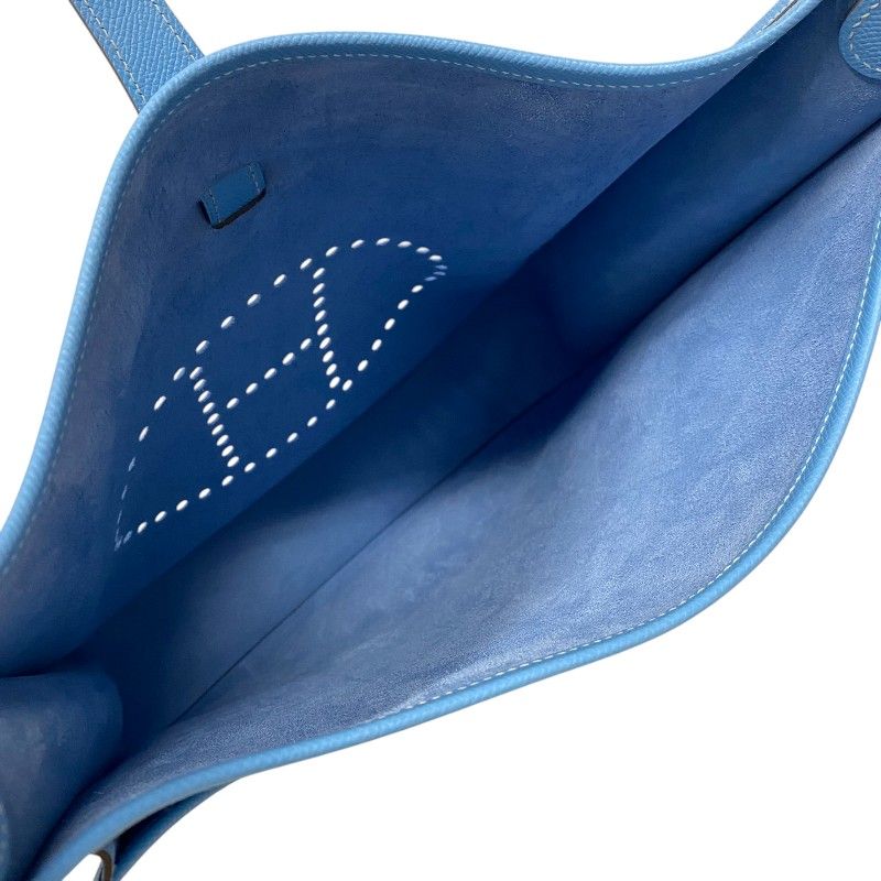 HERMES Evelyne III GM Celeste Shoulder Bag with Silver Hardware