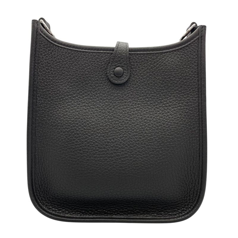 HERMES Evelyne TPM Black Togo Leather Shoulder Bag with Silver Hardware