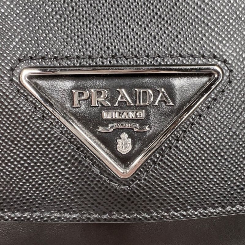 PRADA Saffiano Flap Bag 1BD249 in Black with Silver Hardware