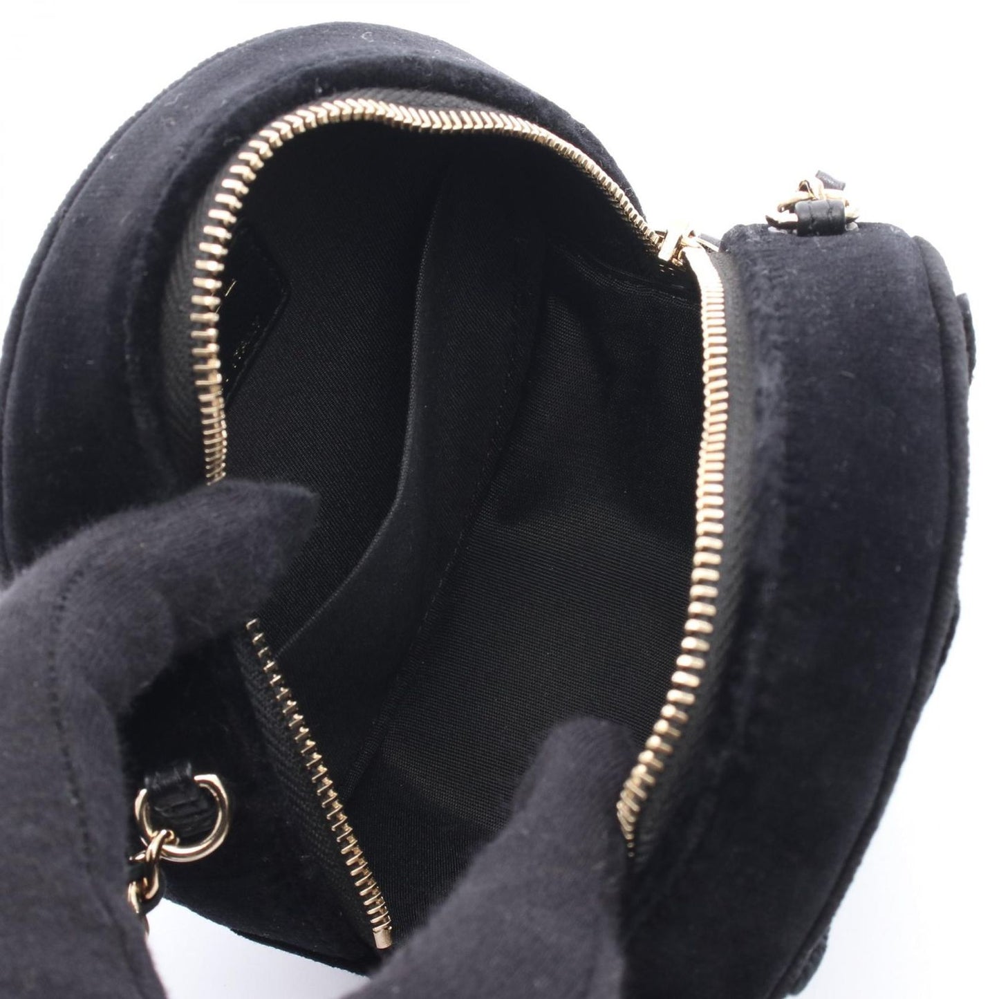 CHANEL Matelassé Round Mini Shoulder Bag - Black Fabric