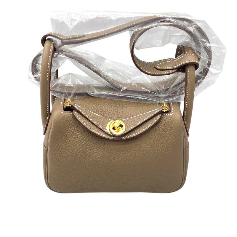 HERMES Lindy Mini Bag in Etoupe with Gold Hardware - Unmatched Elegance
