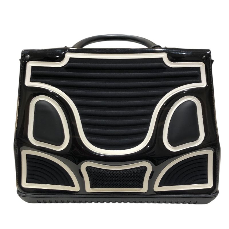DELVAUX Brillant MM Champion Black & White Enamel Handbag