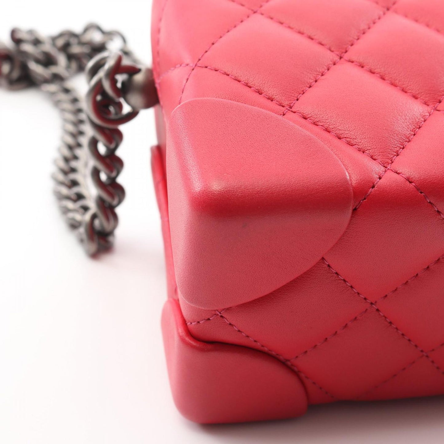 CHANEL Matelassé Mini Vanity Shoulder Bag in Magenta Lambskin