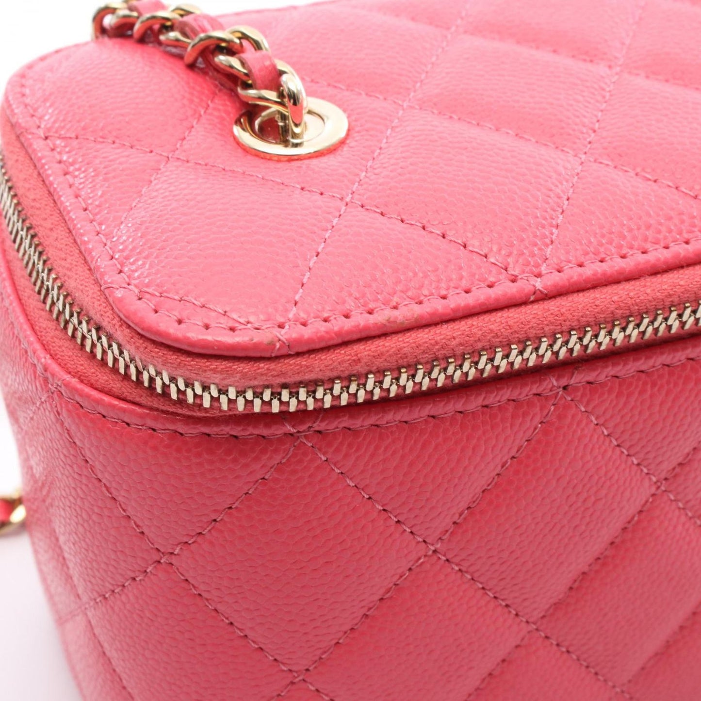 CHANEL Matelassé Vanity Shoulder Bag in Pink Caviar Leather