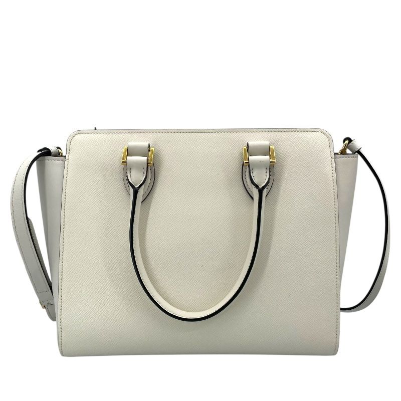 PRADA Saffiano 2WAY Bag in Cream with Gold Hardware
