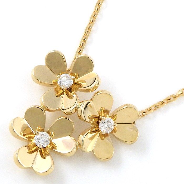 Van Cleef & Arpels Frivole Mini 3-Flower Necklace in 18K Yellow Gold