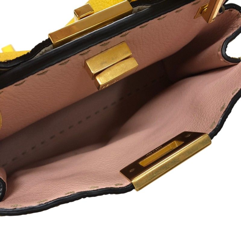 Fendi Selleria Peekaboo Iconic Essential Handbag - Yellow & Pink