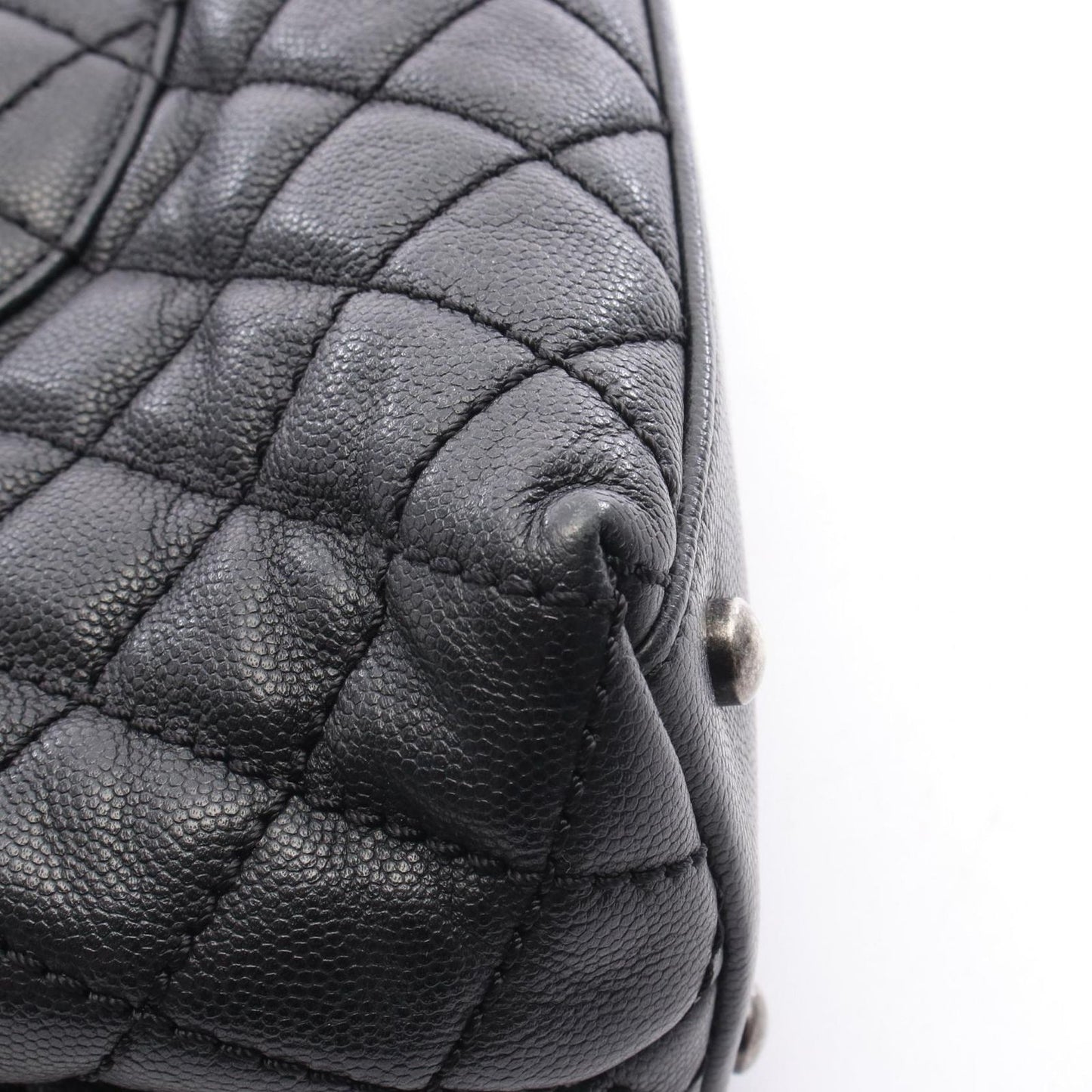 CHANEL Matelassé Coco Handle Handbag in Black Caviar Leather