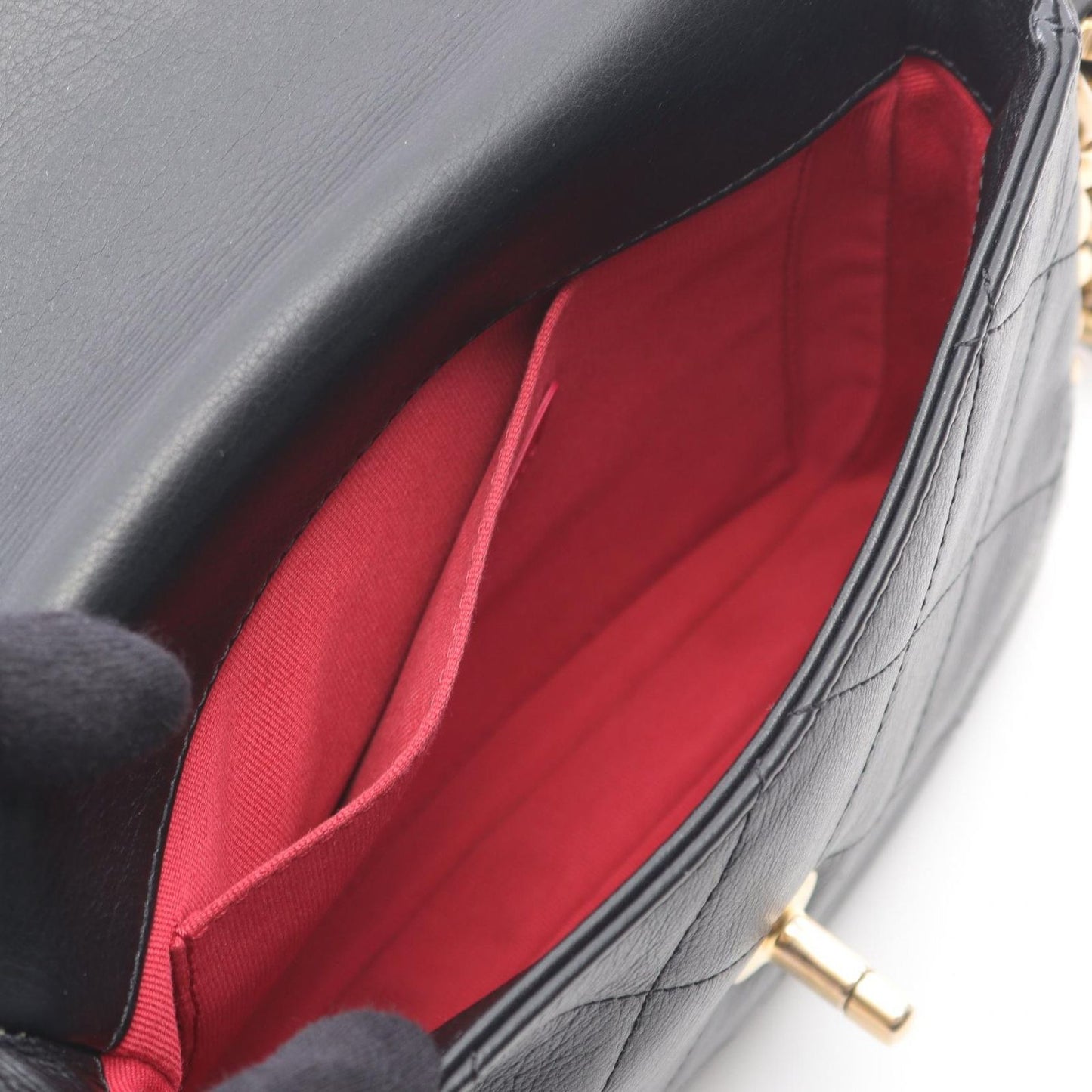 CHANEL Matelassé Small Flap Shoulder Bag in Black Lambskin