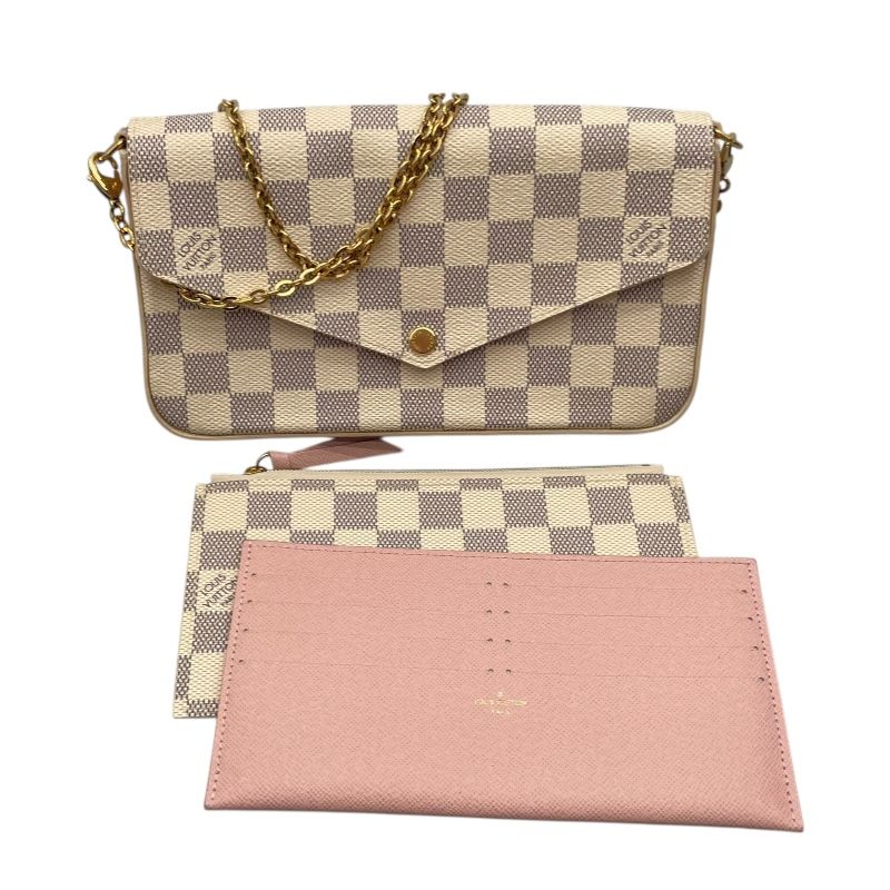 Louis Vuitton Pochette Felicie N63106 White Damier Azur Shoulder Bag