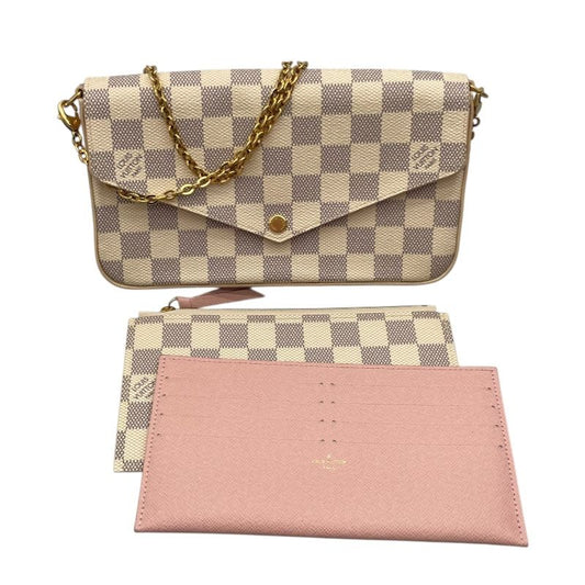 Louis Vuitton Pochette Felicie N63106 White Damier Azur Shoulder Bag