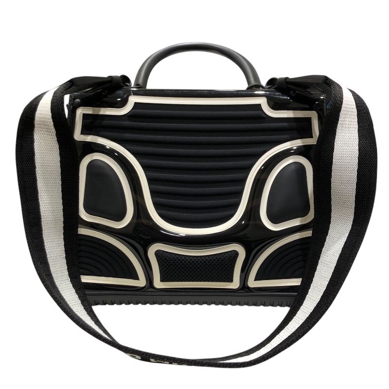 DELVAUX Brillant MM Champion Black & White Enamel Handbag