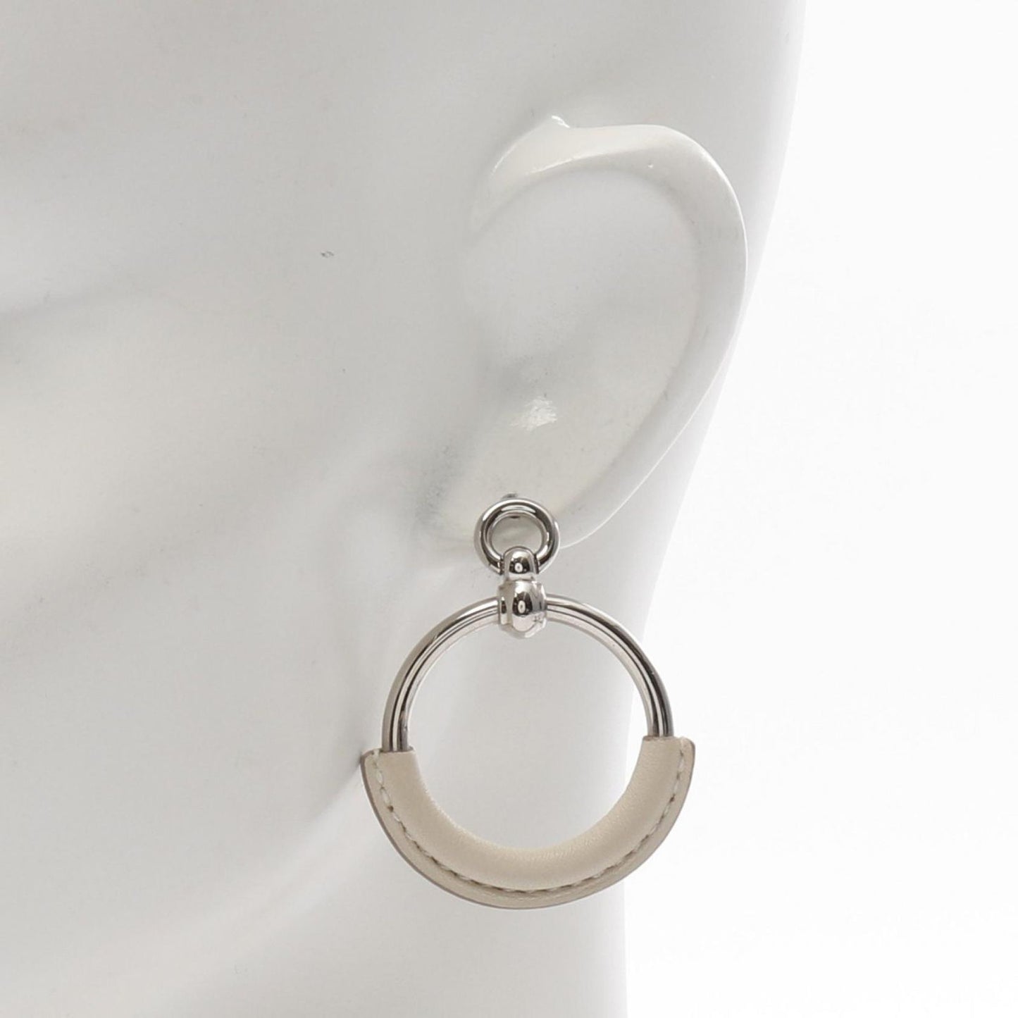 HERMES Grand Loop Earrings in Gold-Plated Leather - Timeless Elegance