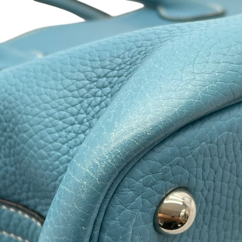 HERMES Bolide 31 in Blue Jean with Silver Hardware - Timeless Elegance