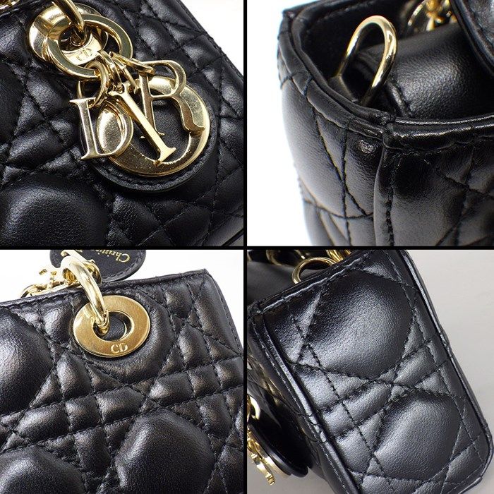 Dior Lady D-Joy Micro Shoulder Bag in Black Lambskin