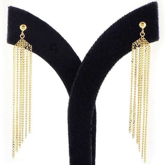 K18YG Fringe Chain Swing Earrings - Exquisite Gold Elegance