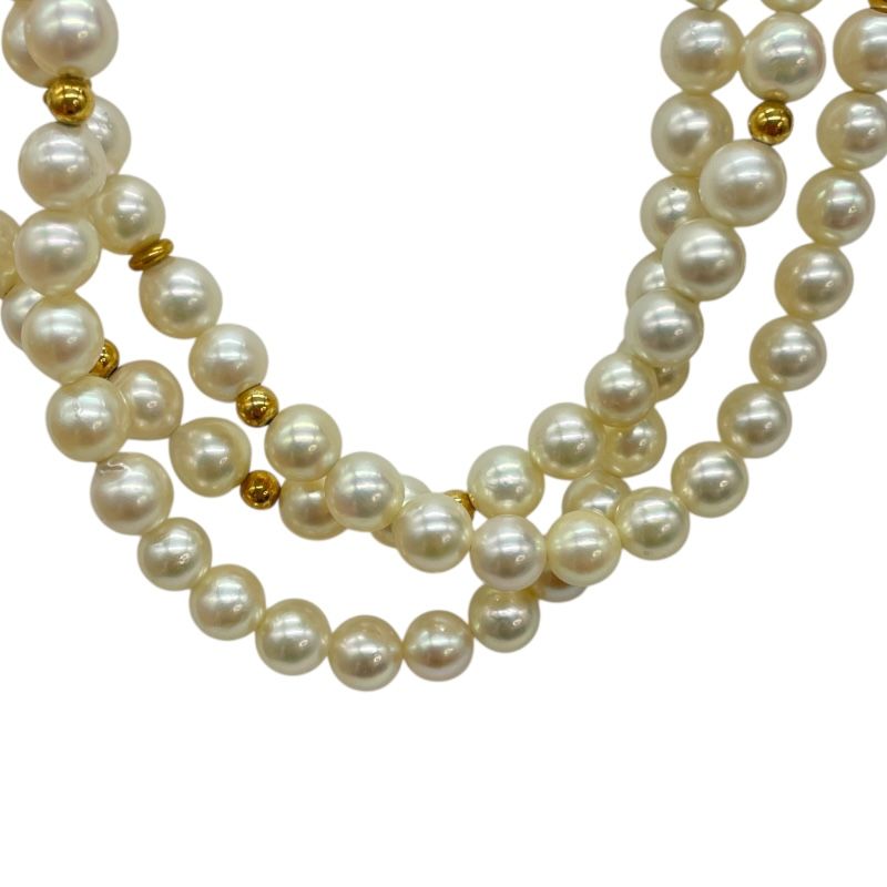 Exquisite K14 Gold Pearl Necklace with Diamond Accents