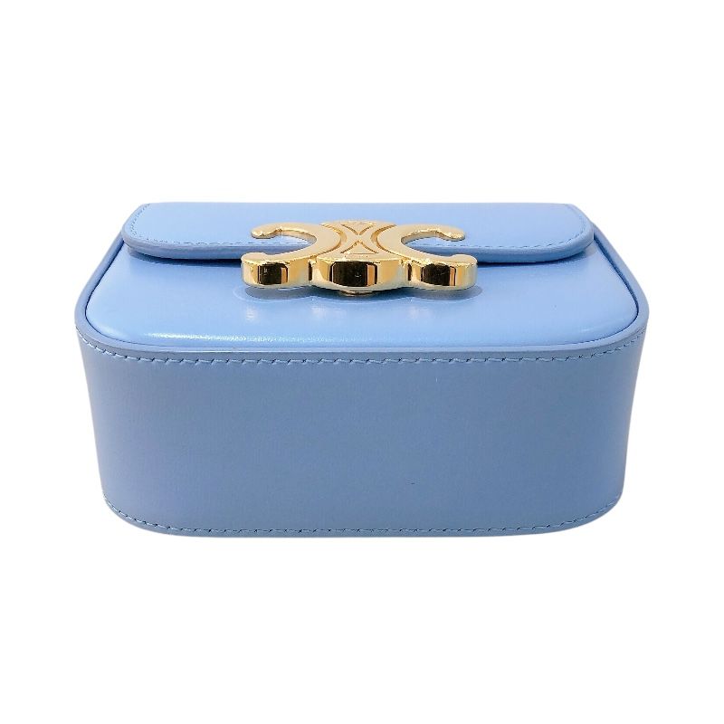 CELINE Mini Claude Ice Blue Shiny Calf Leather Shoulder Bag