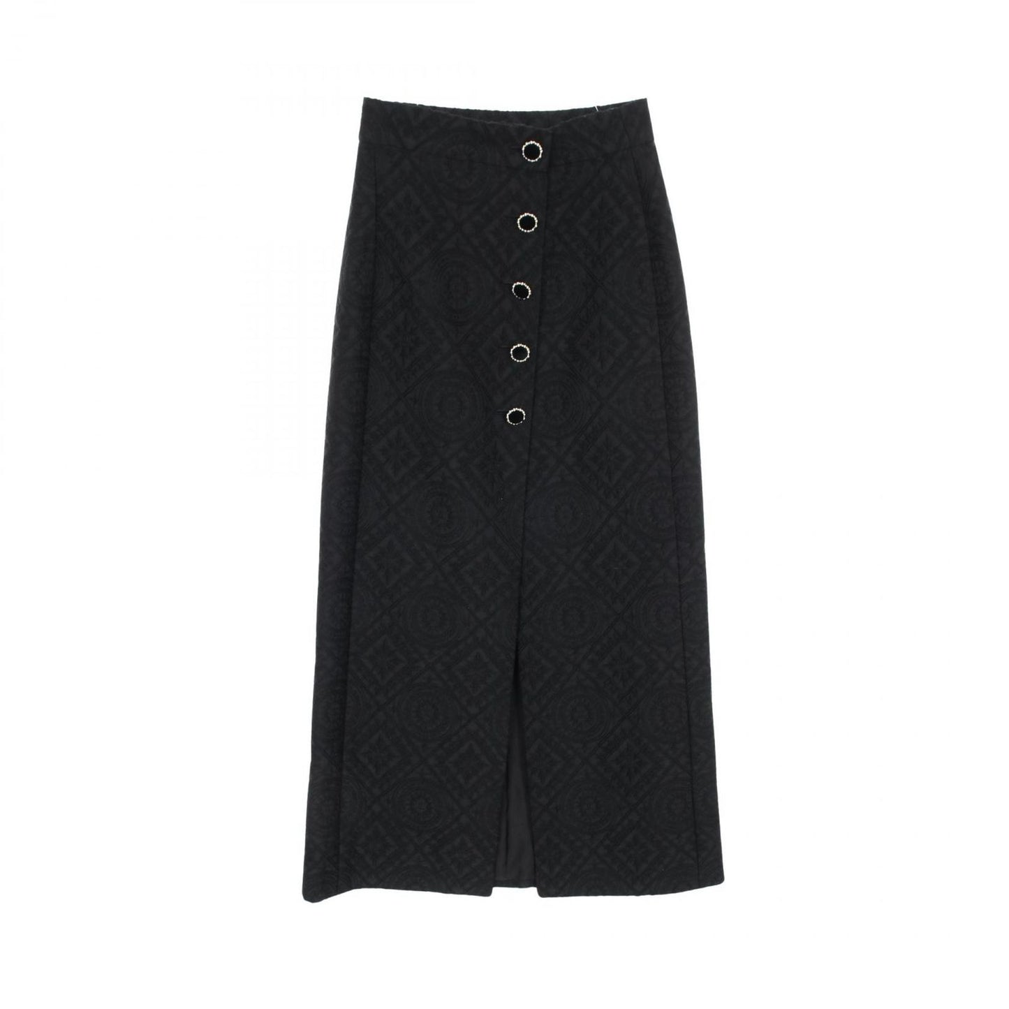 CHANEL Coco Mark Embroidered Wool Silk Skirt - Size 34