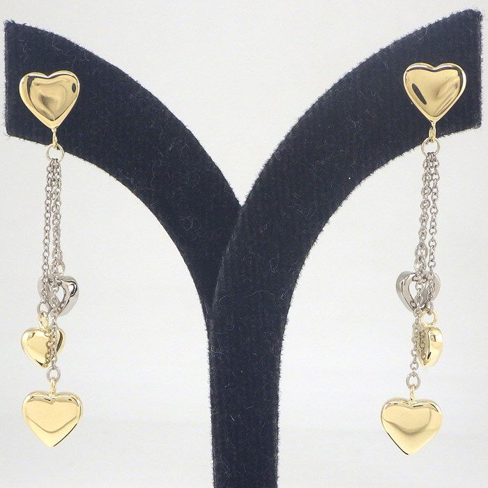 Tiffany & Co. Multi-Heart Drop Swing Chain Earrings in K18YG & K18WG
